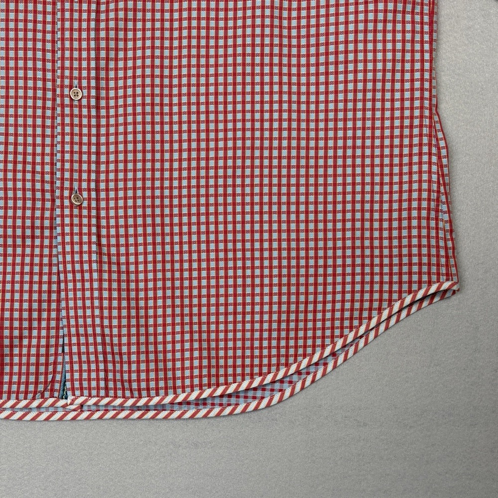 Robert Graham Shirt 2XL Red Checkered Geometric Long Sleeve Abstract Flip Cuff - Picture 6 of 12